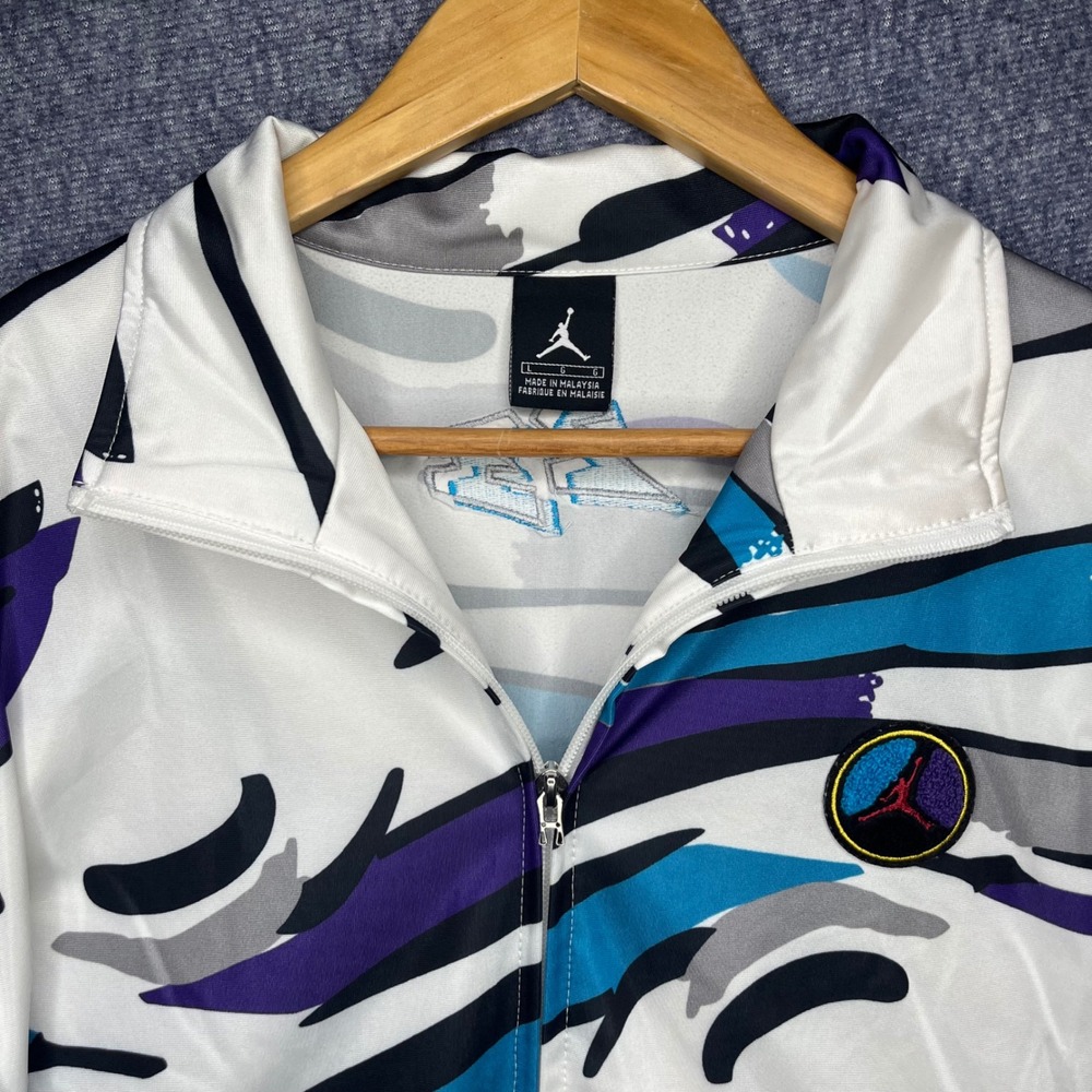 RARE VTG Nike Air Jordan Retro 8 Aqua Concord Track Jacket White/Purple Men's L